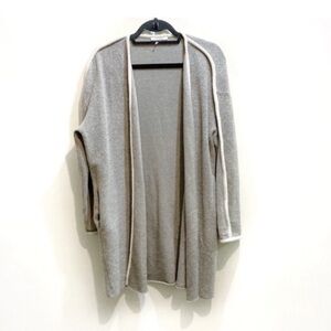 Zara Cardigan Long Open Front Sweater Size Medium Taupe Cream Rope Boho